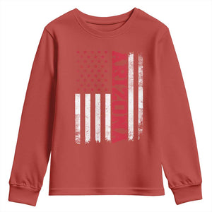Arizona Pride Youth Sweatshirt Vintage American Flag Distressed Varsity Aesthetic Letters AZ State TS11 Red Print Your Wear