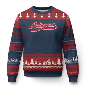 Arizona Varsity Script Classic Sports Jersey Style Ugly Christmas Sweater TS11 Navy Red Print Your Wear