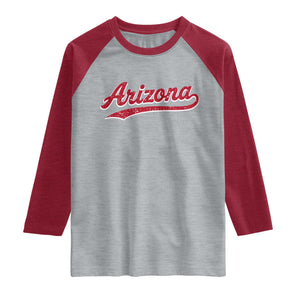 Arizona Varsity Script Classic Sports Jersey Style Raglan Shirt TS11 Heather Gray Heather Red Print Your Wear