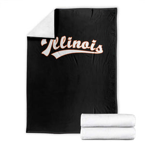 Illinois Vintage Orange Varsity Script Text Classic Sports Jersey Style Throw Blanket TS11 Black Print Your Wear