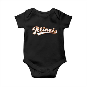 Illinois Vintage Orange Varsity Script Text Classic Sports Jersey Style Baby Onesie TS11 Black Print Your Wear