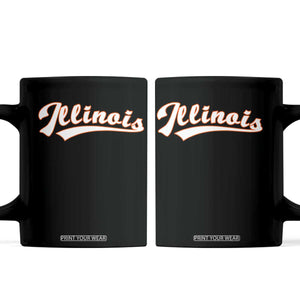 Illinois Vintage Orange Varsity Script Text Classic Sports Jersey Style Coffee Mug TS11 Black Print Your Wear