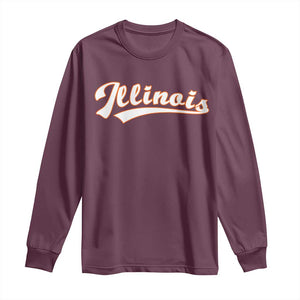 Illinois Vintage Orange Varsity Script Text Classic Sports Jersey Style Long Sleeve Shirt TS11 Maroon Print Your Wear