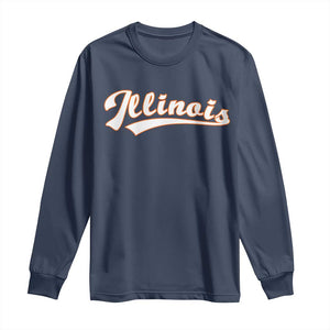 Illinois Vintage Orange Varsity Script Text Classic Sports Jersey Style Long Sleeve Shirt TS11 Navy Print Your Wear