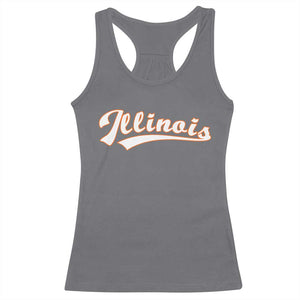 Illinois Vintage Orange Varsity Script Text Classic Sports Jersey Style Racerback Tank Top TS11 Charcoal Print Your Wear