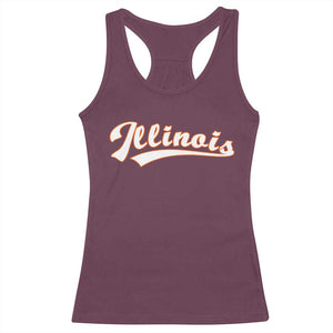 Illinois Vintage Orange Varsity Script Text Classic Sports Jersey Style Racerback Tank Top TS11 Maroon Print Your Wear
