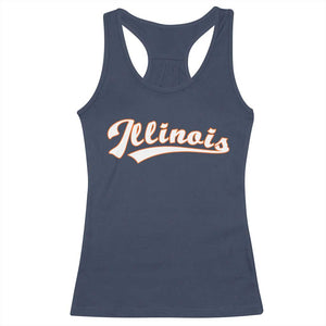 Illinois Vintage Orange Varsity Script Text Classic Sports Jersey Style Racerback Tank Top TS11 Navy Print Your Wear