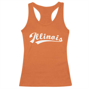 Illinois Vintage Orange Varsity Script Text Classic Sports Jersey Style Racerback Tank Top TS11 Orange Print Your Wear