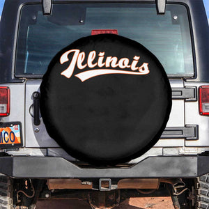 Illinois Vintage Orange Varsity Script Text Classic Sports Jersey Style Spare Tire Cover TS11 No hole Black Print Your Wear