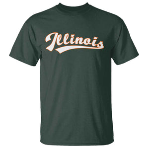 Illinois Vintage Orange Varsity Script Text Classic Sports Jersey Style T Shirt TS11 Dark Forest Green Print Your Wear