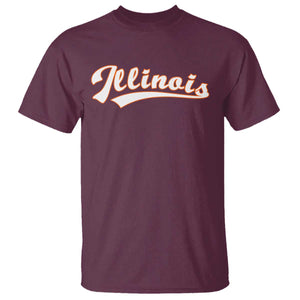 Illinois Vintage Orange Varsity Script Text Classic Sports Jersey Style T Shirt TS11 Maroon Print Your Wear