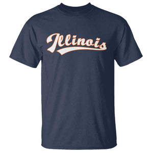 Illinois Vintage Orange Varsity Script Text Classic Sports Jersey Style T Shirt TS11 Navy Print Your Wear