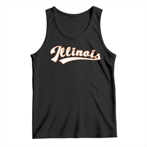 Illinois Vintage Orange Varsity Script Text Classic Sports Jersey Style Tank Top TS11 Black Print Your Wear