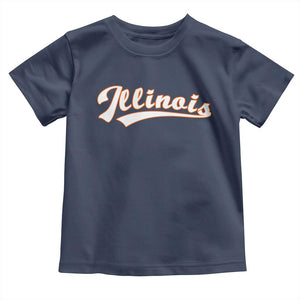 Illinois Vintage Orange Varsity Script Text Classic Sports Jersey Style Toddler T Shirt TS11 Navy Print Your Wear