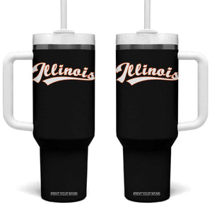 Illinois Vintage Orange Varsity Script Text Classic Sports Jersey Style Tumbler With Handle TS11 One Size: 40 oz Black Print Your Wear