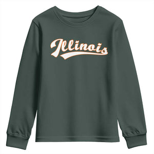 Illinois Vintage Orange Varsity Script Text Classic Sports Jersey Style Youth Sweatshirt TS11 Dark Forest Green Print Your Wear