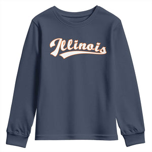 Illinois Vintage Orange Varsity Script Text Classic Sports Jersey Style Youth Sweatshirt TS11 Navy Print Your Wear