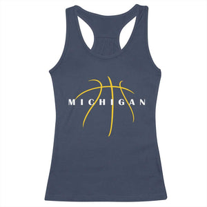 Michigan Fan Basketball Grooves Graphic MI State Racerback Tank Top TS11 Navy Print Your Wear