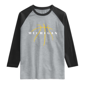 Michigan Fan Basketball Grooves Graphic MI State Raglan Shirt TS11 Heather Gray Black Print Your Wear