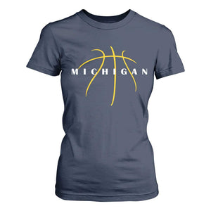 Michigan Fan Basketball Grooves Graphic MI State T Shirt For Women TS11 Navy Print Your Wear