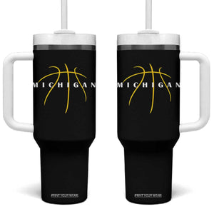 Michigan Fan Basketball Grooves Graphic MI State Tumbler With Handle TS11 One Size: 40 oz Black Print Your Wear