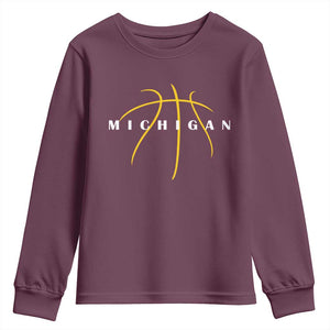 Michigan Fan Basketball Grooves Graphic MI State Youth Sweatshirt TS11 Maroon Print Your Wear