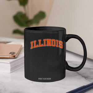 Illinois Sports Fan Coffee Mug Vintage Orange Blue Throwback Text IL State TS11 Print Your Wear