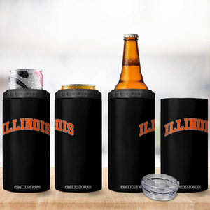 Illinois Sports Fan 4 in 1 Can Cooler Tumbler Vintage Orange Blue Throwback Text IL State TS11 Print Your Wear
