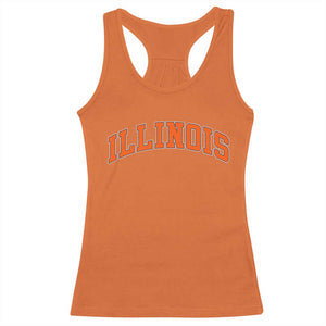 Illinois Sports Fan Racerback Tank Top Vintage Orange Blue Throwback Text IL State TS11 Orange Print Your Wear