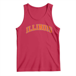 Illinois Sports Fan Tank Top Vintage Orange Blue Throwback Text IL State TS11 Red Print Your Wear