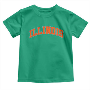 Illinois Sports Fan Toddler T Shirt Vintage Orange Blue Throwback Text IL State TS11 Irish Green Print Your Wear