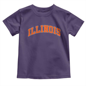 Illinois Sports Fan Toddler T Shirt Vintage Orange Blue Throwback Text IL State TS11 Purple Print Your Wear