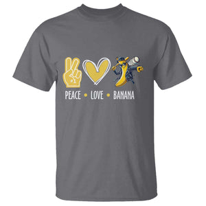 Funny Peace Love Banana T Shirt Cute Banana Peace Sign Heart TS11 Charcoal Print Your Wear
