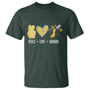 Funny Peace Love Banana T Shirt Cute Banana Peace Sign Heart TS11 Dark Forest Green Print Your Wear