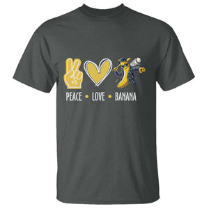 Funny Peace Love Banana T Shirt Cute Banana Peace Sign Heart TS11 Dark Heather Print Your Wear