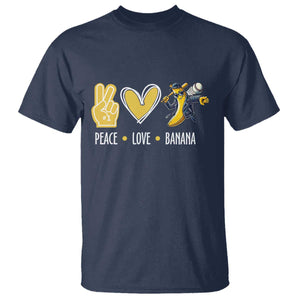 Funny Peace Love Banana T Shirt Cute Banana Peace Sign Heart TS11 Navy Print Your Wear