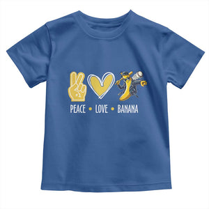 Funny Peace Love Banana Toddler T Shirt Cute Banana Peace Sign Heart TS11 Royal Blue Print Your Wear