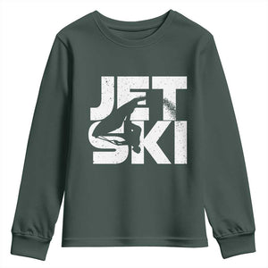 Jet Ski Rider Youth Sweatshirt Water Sports Watercraft Skiing Jetski TS11 Dark Forest Green Print Your Wear