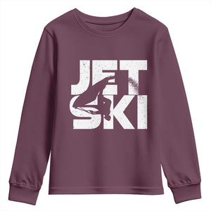 Jet Ski Rider Youth Sweatshirt Water Sports Watercraft Skiing Jetski TS11 Maroon Print Your Wear