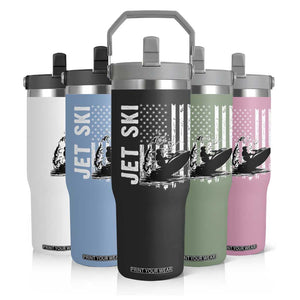 Jet Ski Lover Flip Straw Tumbler Vintage Ski Rider American Flag Water Sport TS11 Print Your Wear