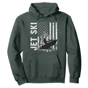 Jet Ski Lover Hoodie Vintage Ski Rider American Flag Water Sport TS11 Dark Forest Green Print Your Wear