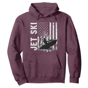Jet Ski Lover Hoodie Vintage Ski Rider American Flag Water Sport TS11 Maroon Print Your Wear
