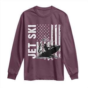 Jet Ski Lover Long Sleeve Shirt Vintage Ski Rider American Flag Water Sport TS11 Maroon Print Your Wear