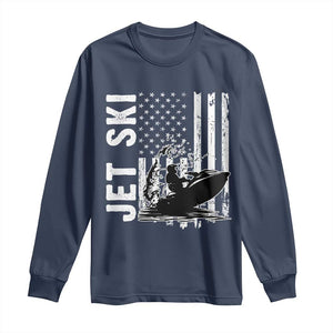 Jet Ski Lover Long Sleeve Shirt Vintage Ski Rider American Flag Water Sport TS11 Navy Print Your Wear
