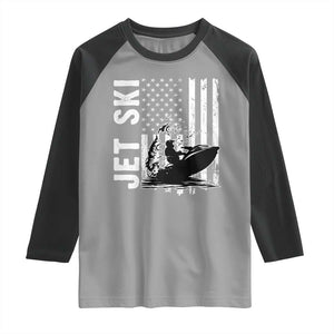 Jet Ski Lover Raglan Shirt Vintage Ski Rider American Flag Water Sport TS11 Sport Gray Black Print Your Wear