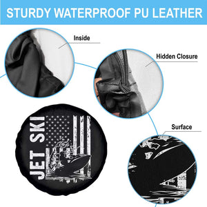 Jet Ski Lover Spare Tire Cover Vintage Ski Rider American Flag Water Sport TS11 Print Your Wear