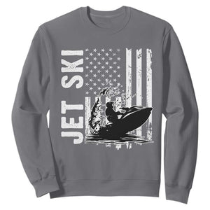 Jet Ski Lover Sweatshirt Vintage Ski Rider American Flag Water Sport TS11 Charcoal Print Your Wear