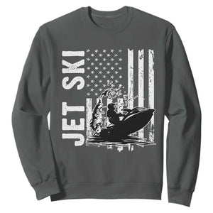 Jet Ski Lover Sweatshirt Vintage Ski Rider American Flag Water Sport TS11 Dark Heather Print Your Wear
