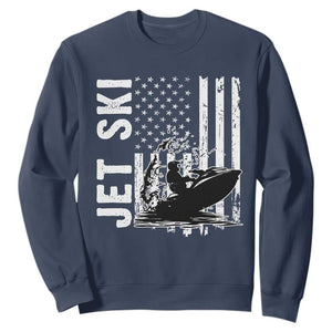 Jet Ski Lover Sweatshirt Vintage Ski Rider American Flag Water Sport TS11 Navy Print Your Wear
