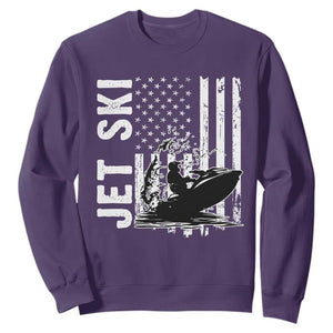 Jet Ski Lover Sweatshirt Vintage Ski Rider American Flag Water Sport TS11 Purple Print Your Wear